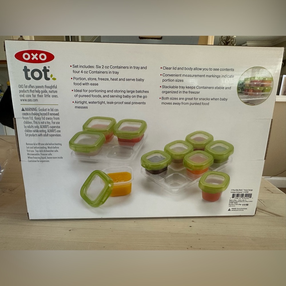OXO Green-Lid Baby Food Container Set with Clear Bases